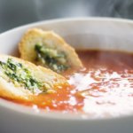 Tomato Soup with Baguette, Garlic and Parsley