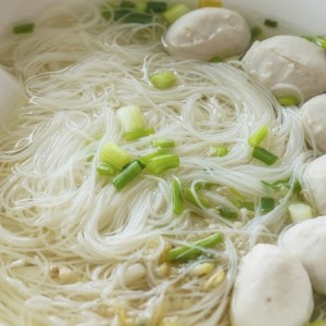 Rice vermicelli in thin soup