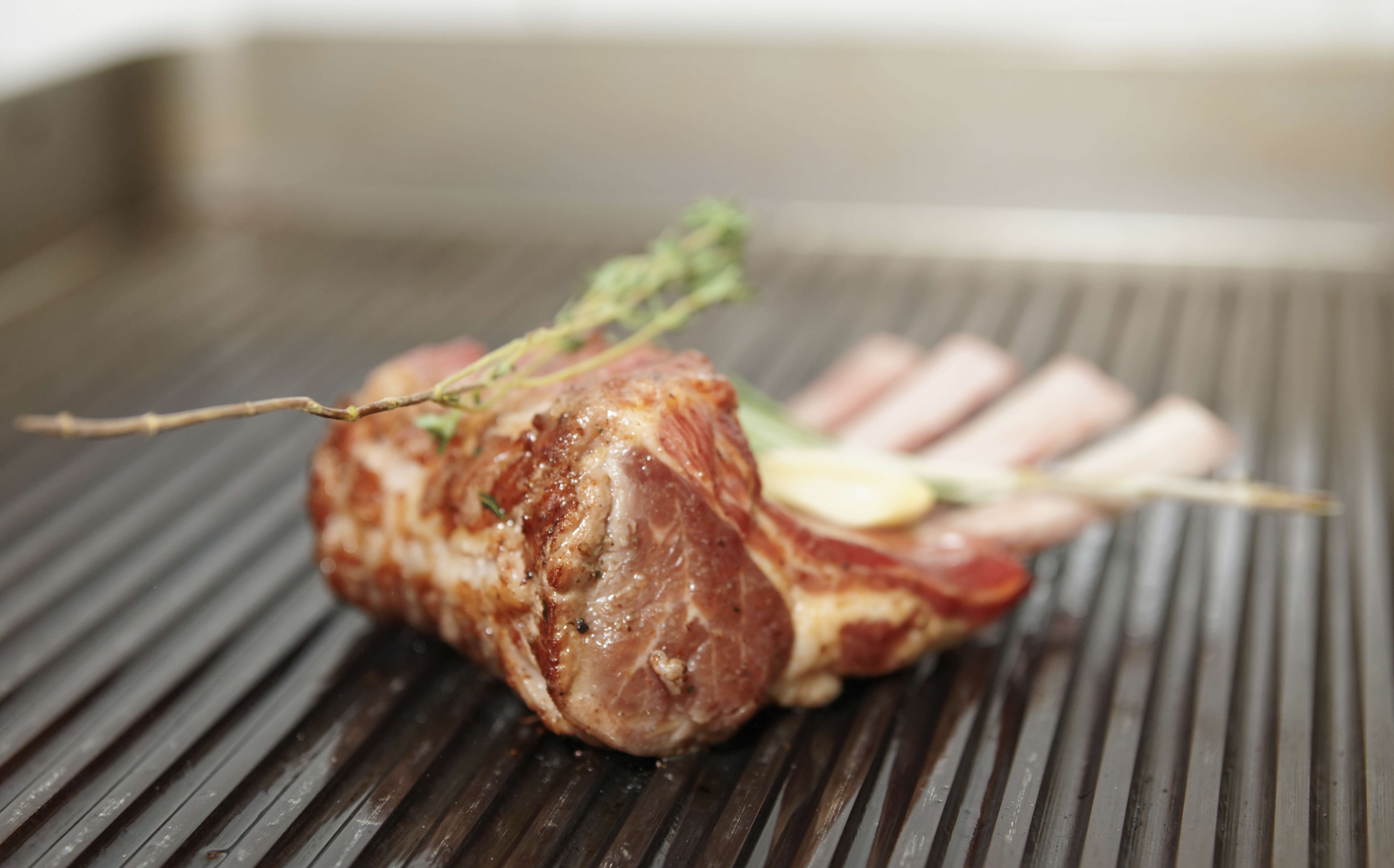 Rack of lamb on grill