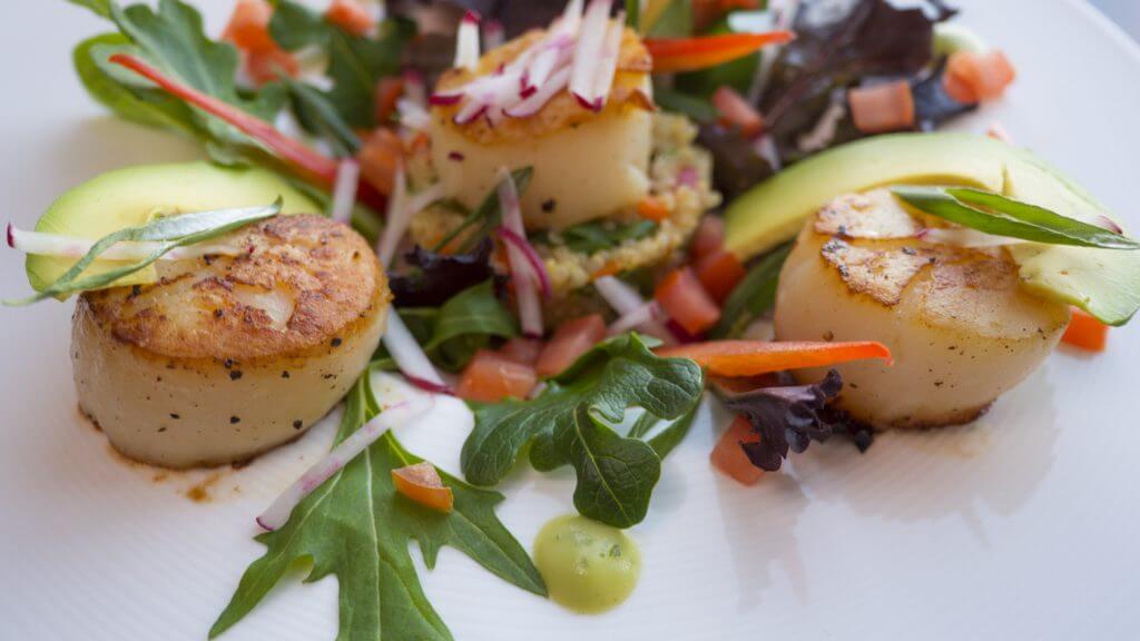 Seared scallops with a salad is a simple, quick and super healthy meal.