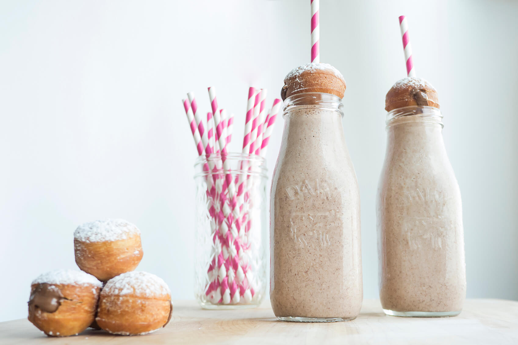 Talk about indulgent! These Nutella doughnut hole milkshakes pair perfectly with a burger and fries.