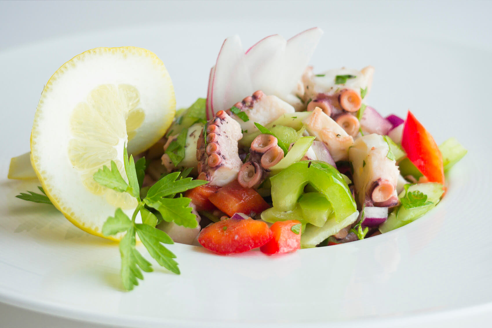 Octopus is great served in a salad lightly dressed in lemon or vinegar.
