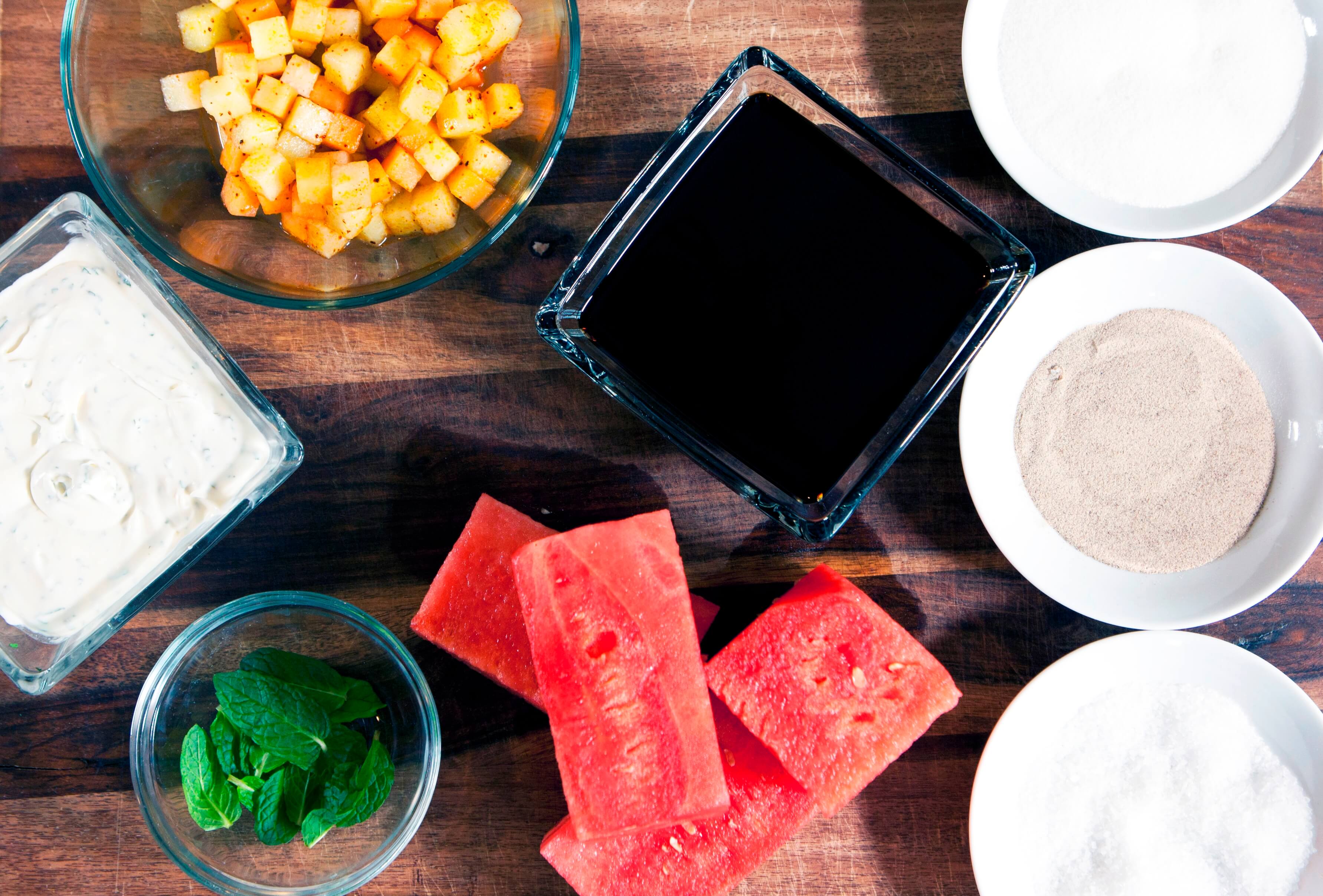 The key to this dish is choosing a perfectly ripe watermelon: not too firm but not too watery.