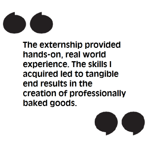 The externship in the pastry arts certificate program led to significant results for Maria.