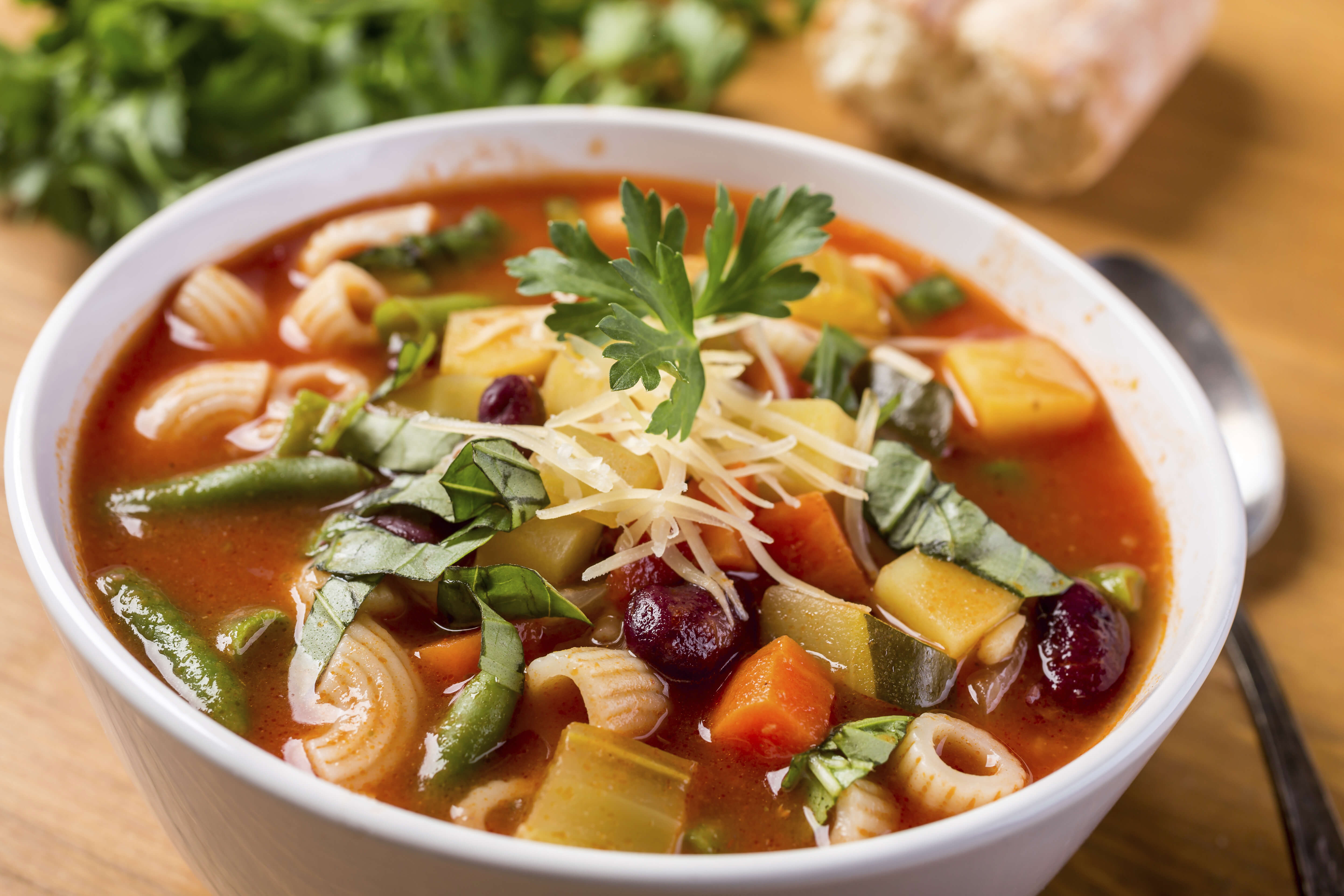 Vegetable soup is a great slow-cooker option.