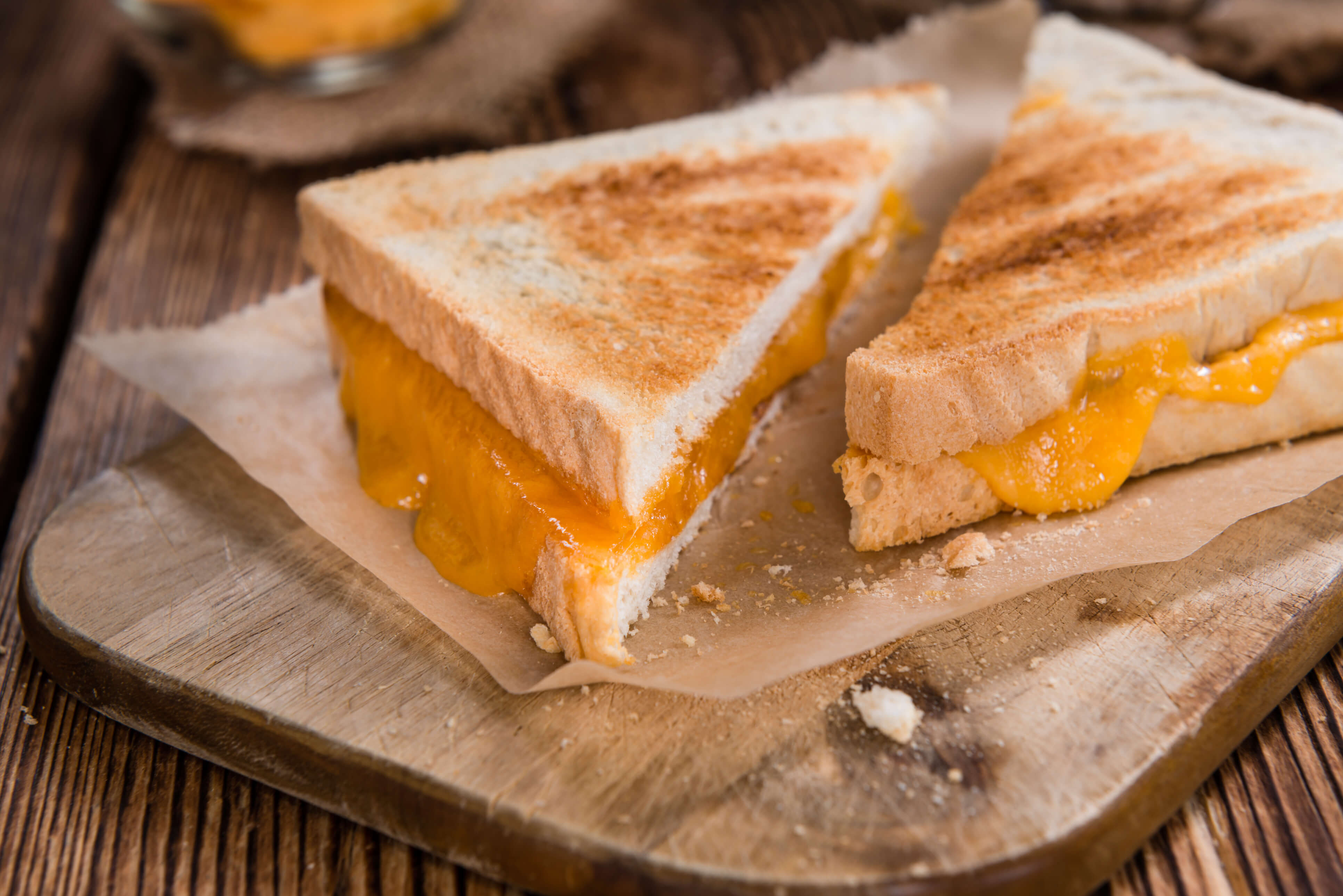 Coating each side of the bread with butter allows them to brown evenly.