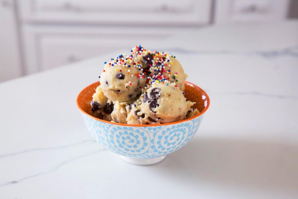 Top your cookie dough creation with sprinkles and pair with ice cream!