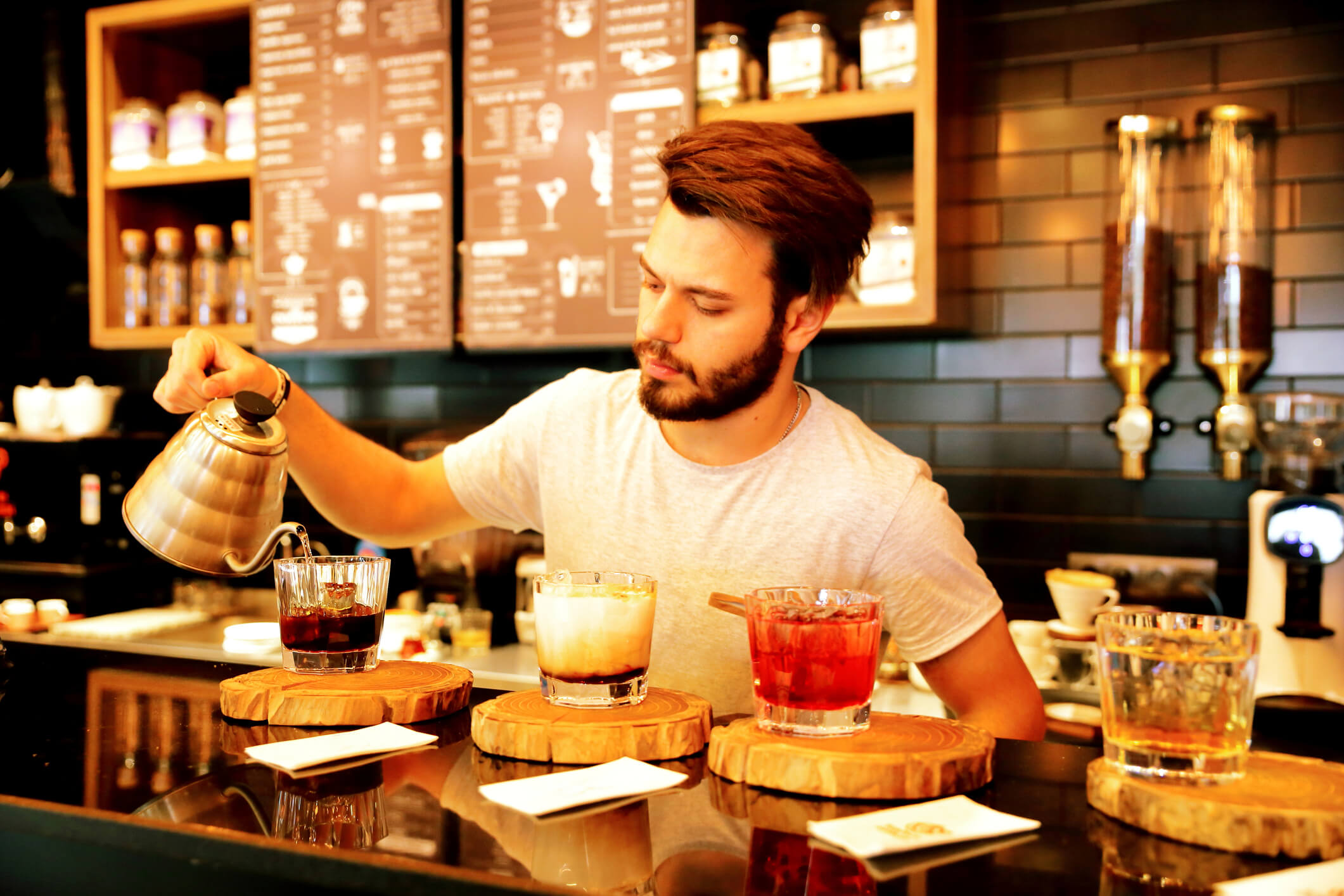 Barista at work in a cafe