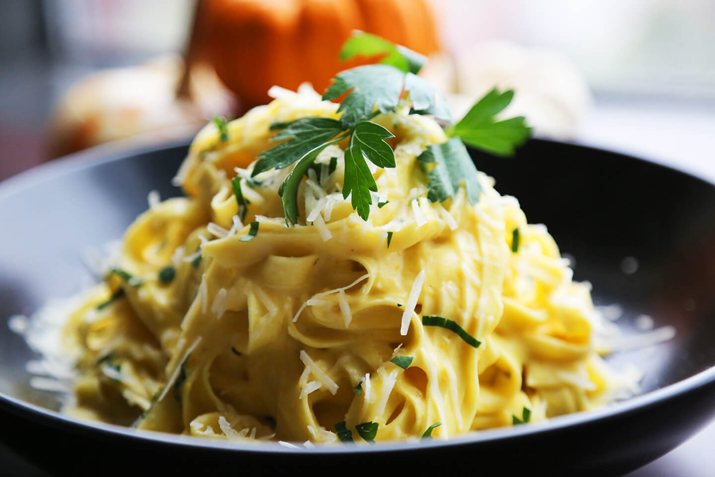 This pumpkin Alfredo will satisfy all your autumn comfort food cravings!