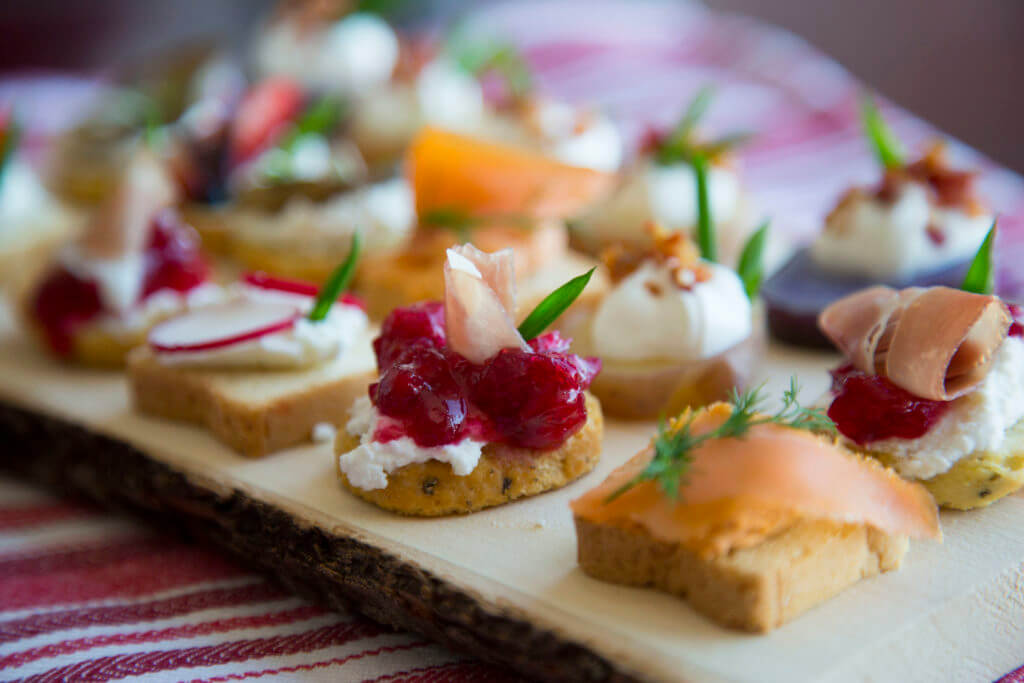 Assorted canapes for your holiday menu.