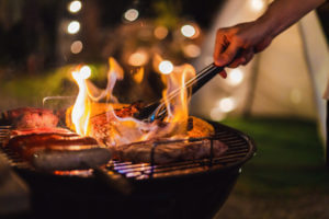 Grilling on a charcoal grill