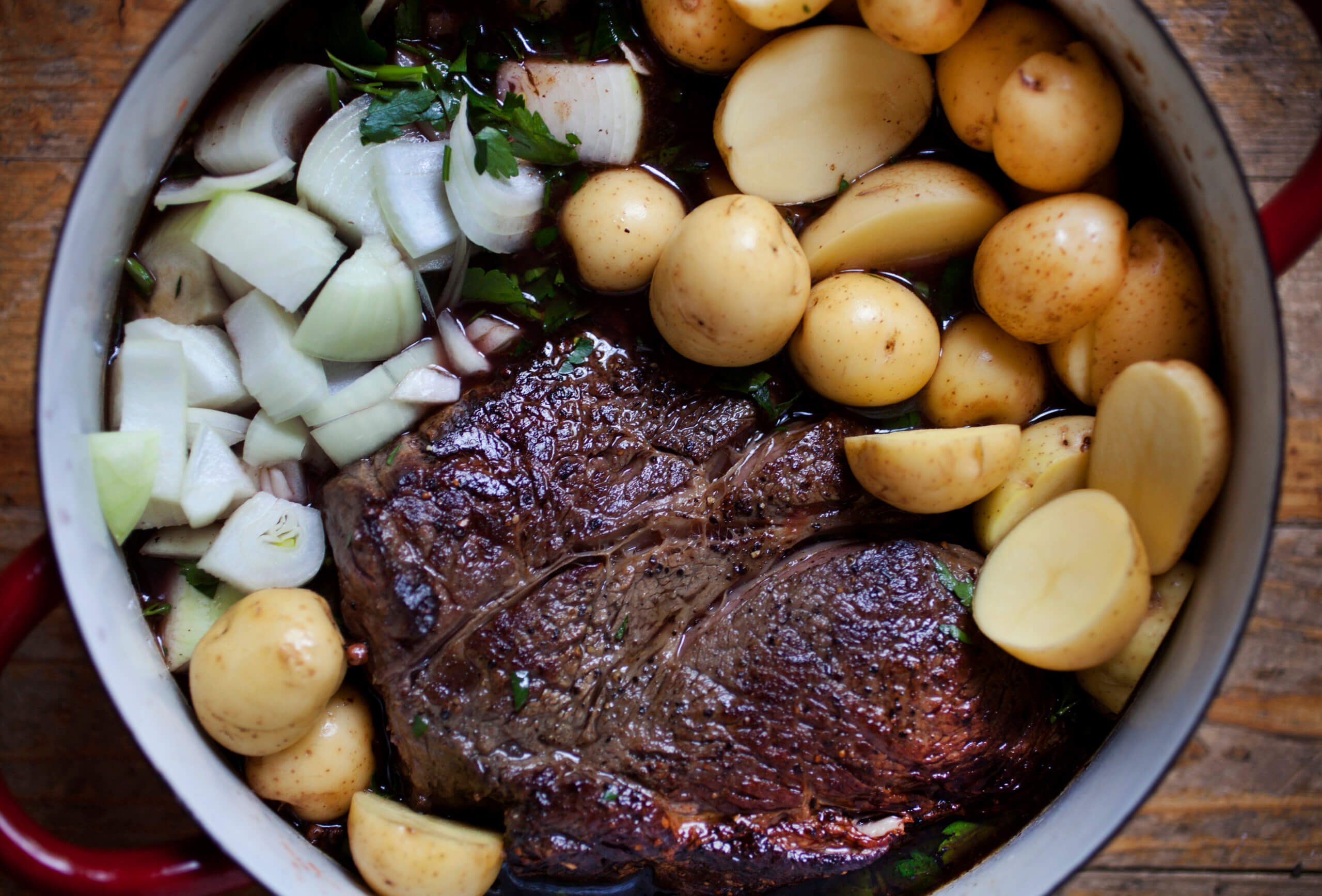 Pot Roast with potatoes, onions and celery