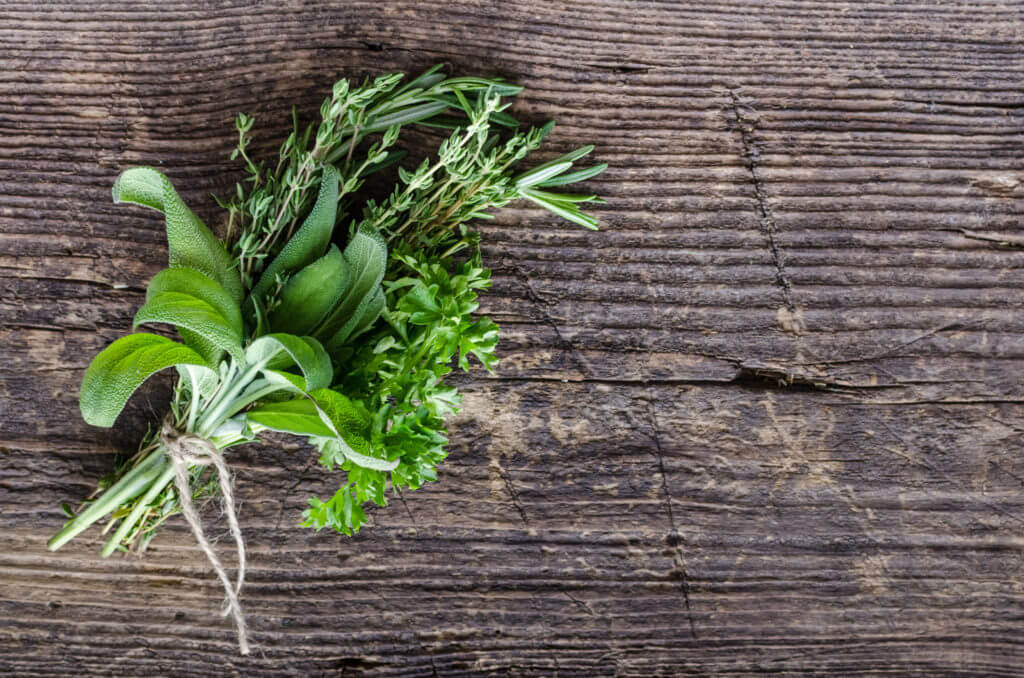 A bouquet garni of fresh-picked herbs