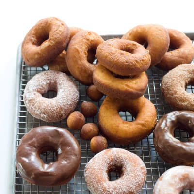 Plain, Sugar and Chocolate Glazed Doughnuts