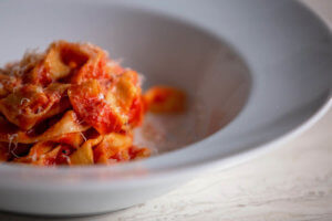 Tomato sauce on pasta