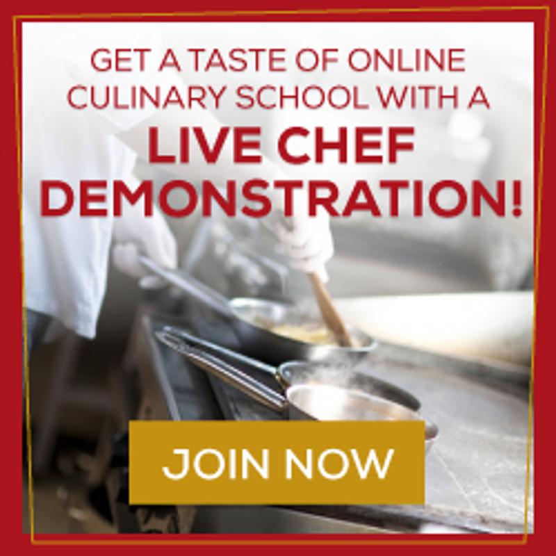 Get a taste of online culinary school with a live chef demonstration. 