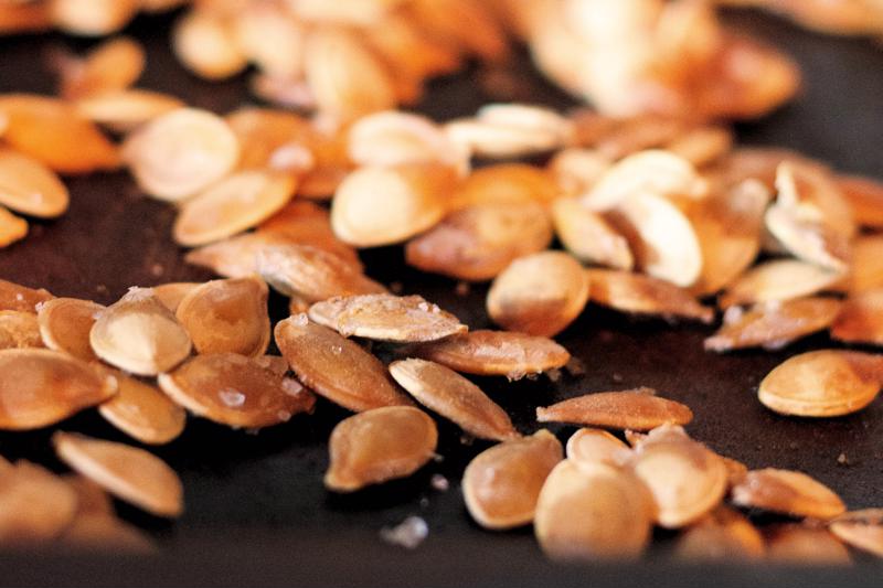 Roast your pumpkin seeds with or without their shells.