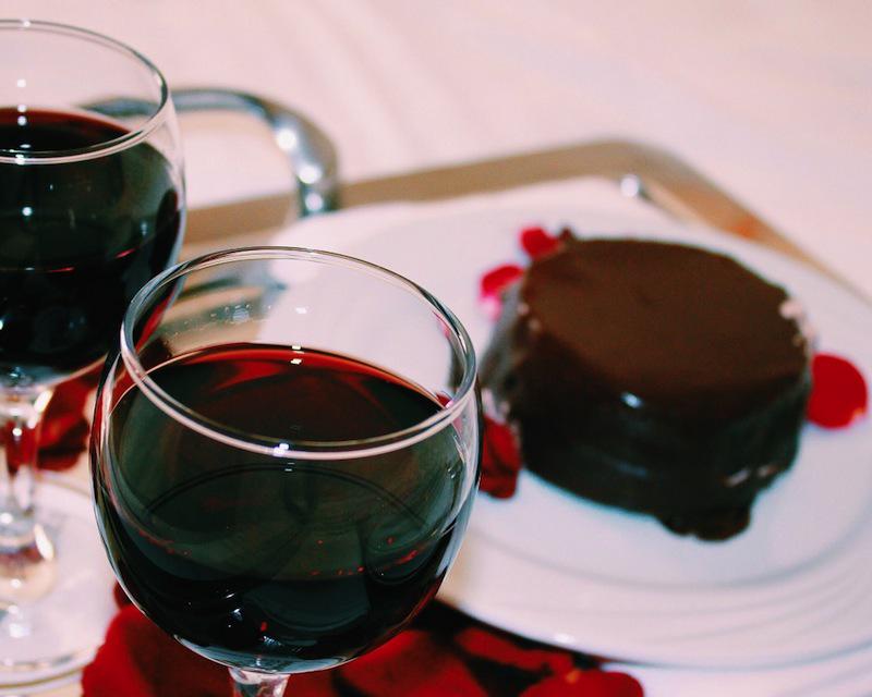Sip a red wine with your favorite chocolate dessert.