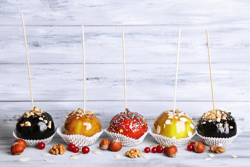 Candy apples are a traditional fall snack.