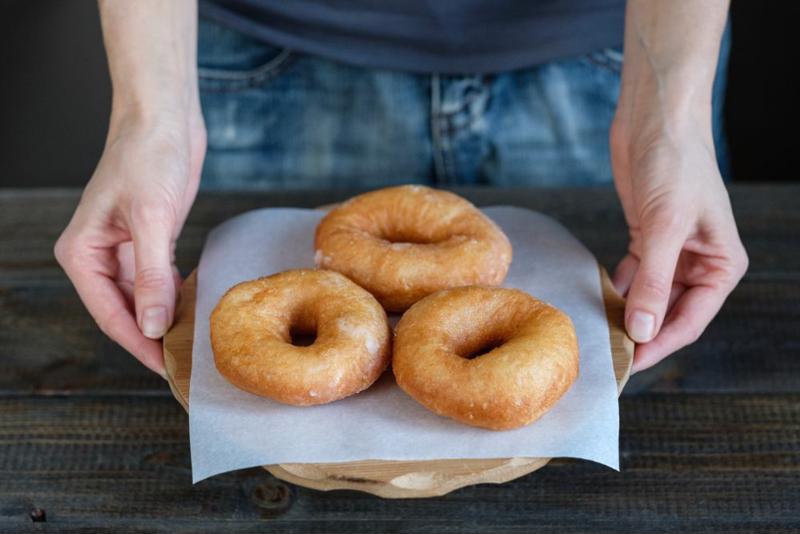 Donuts on a plate.