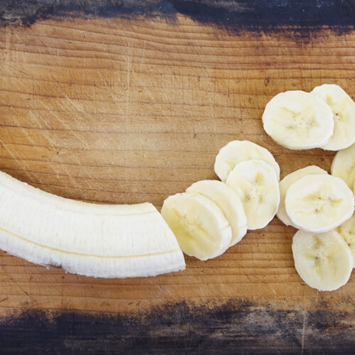 Don’t throw away bananas that are overripe. Freeze them and smash them up to make your own banana “ice cream!”